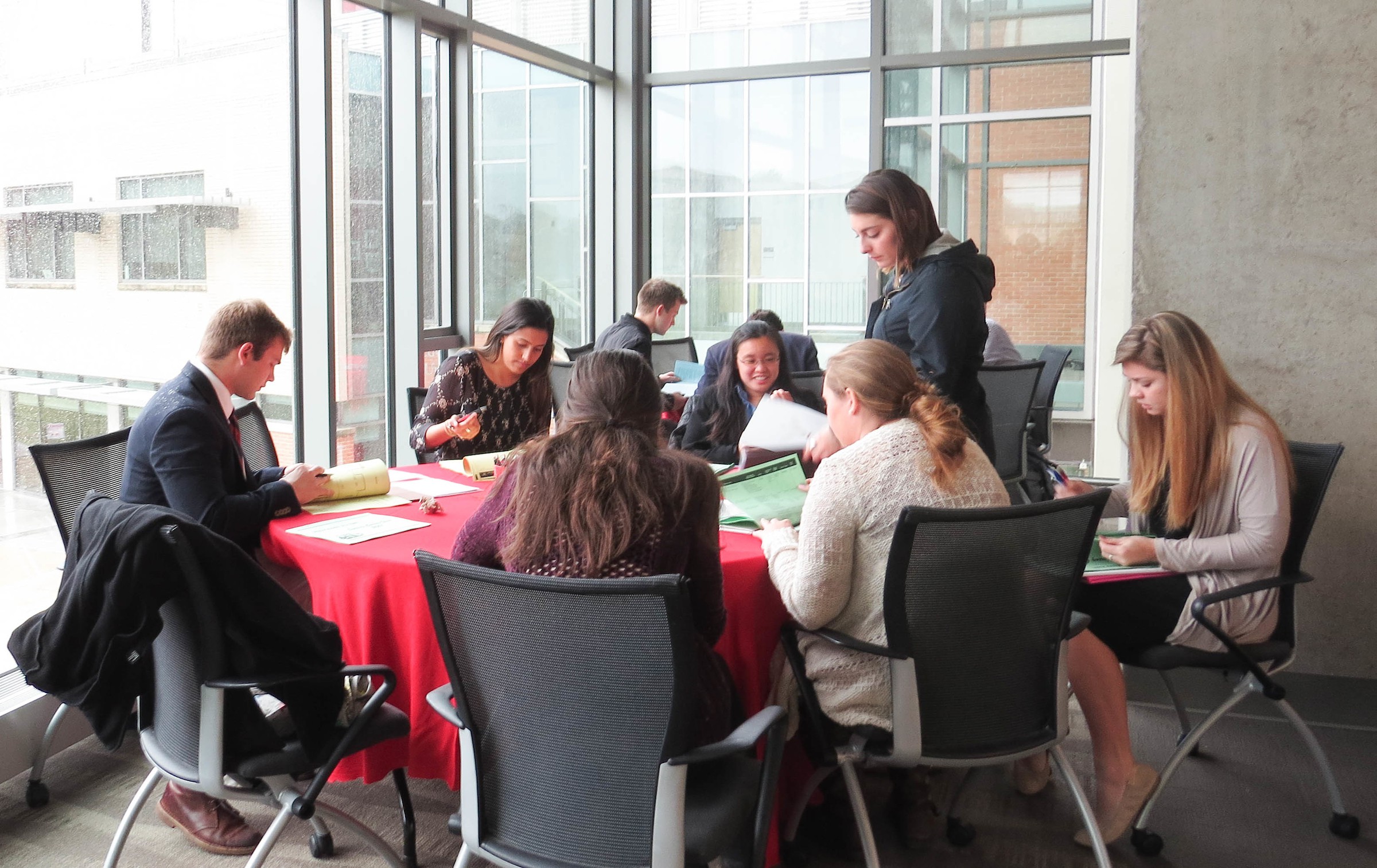 Students practicing interviews