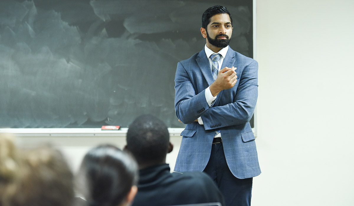 Professor teaching class